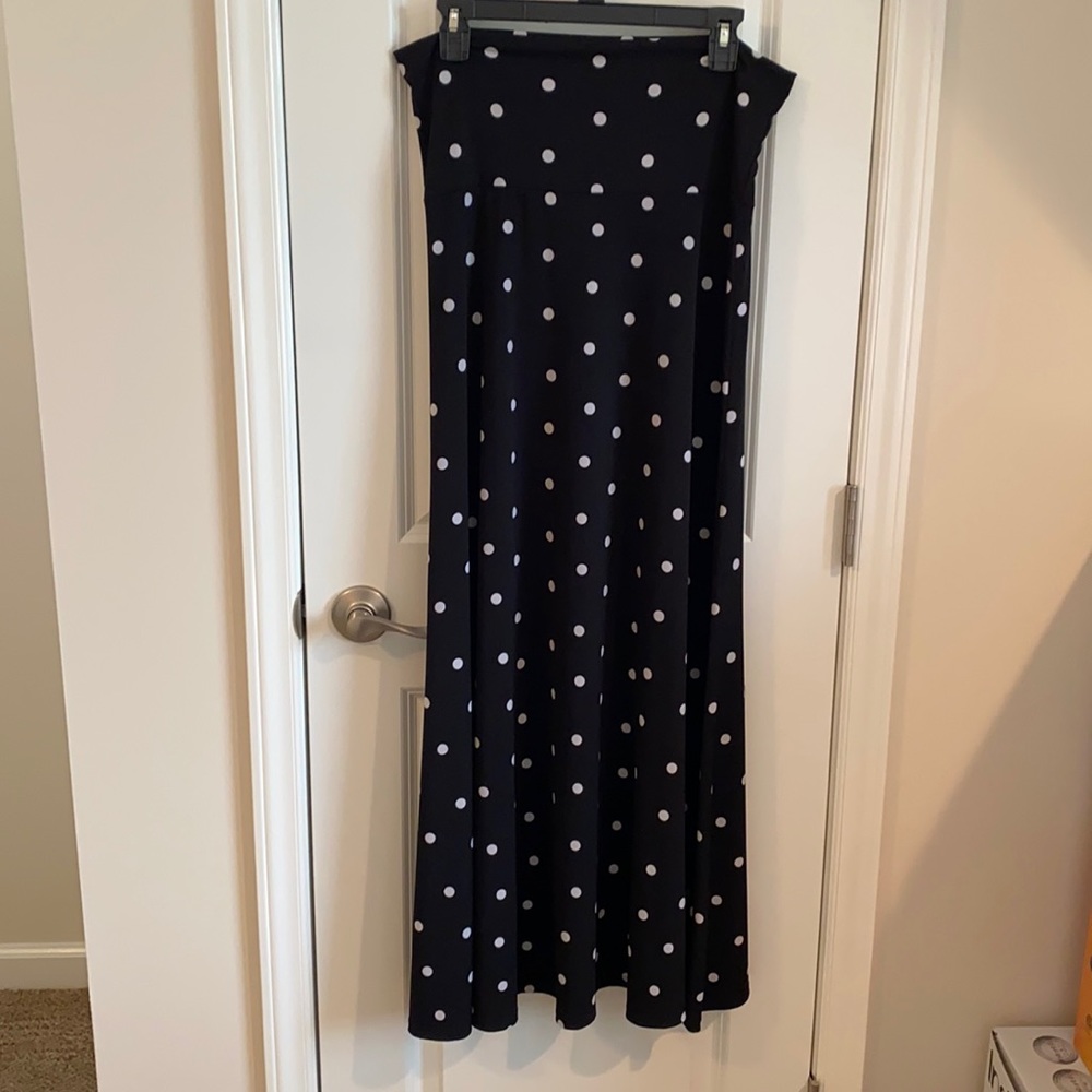 Lularoe black polka dot maxi skirt size L